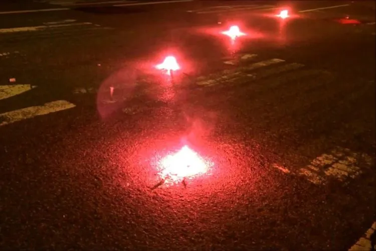 Road Flares in Rain